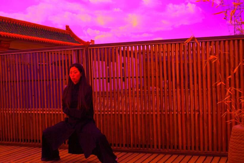 Chinese Kungfu class in old temple beside Forbidden Ci - Practicing kung fu beside the Forbidden City