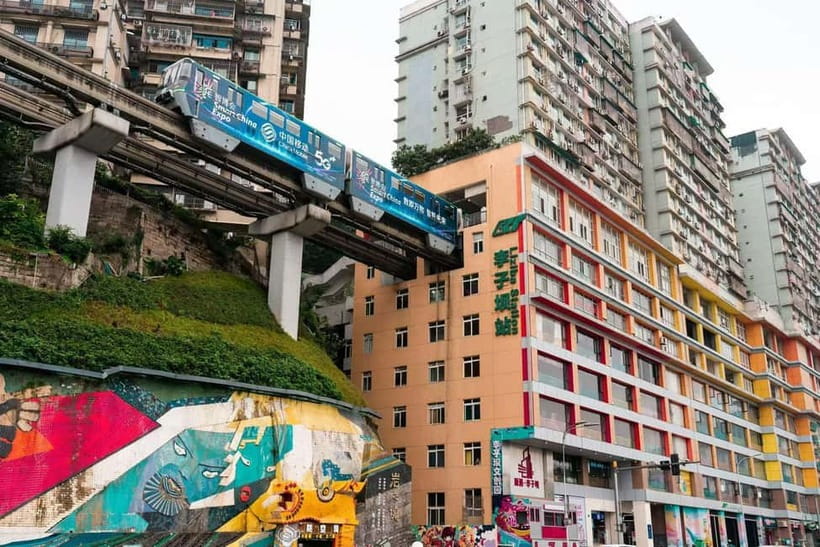 Chongqing: Surreal Urban, Ancient Town, and Secret Viewpoint - Liziba Monorail: Chongqing’s famous building trick