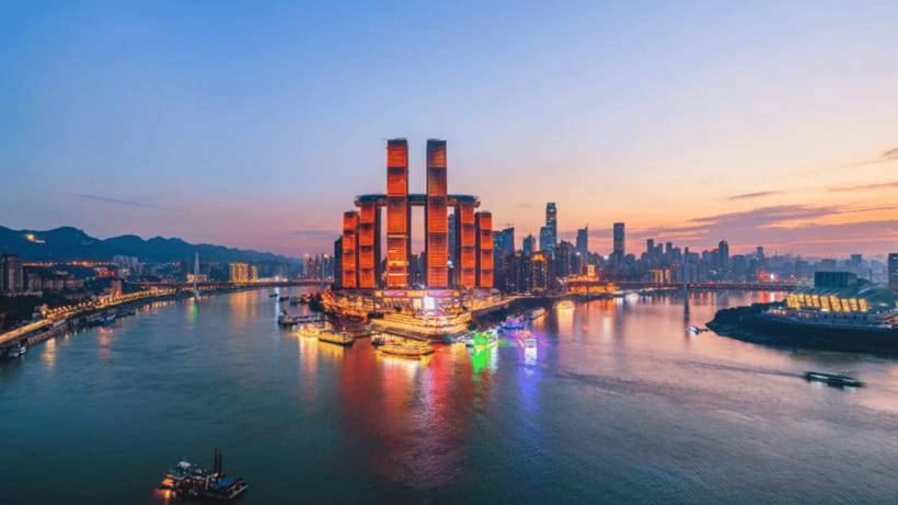 Chongqing: Two Rivers Night Cruise- Yangtze & Jialing Rivers - Chongqing after dark, seen from the two rivers