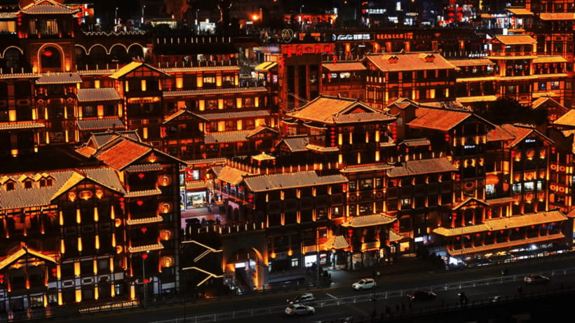 Chongqing: Two Rivers Night Cruise- Yangtze & Jialing Rivers - The 45-minute route toward the Grand Theatre