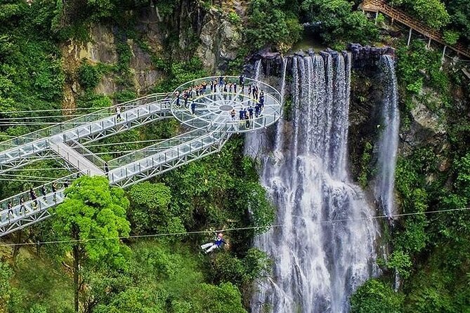 Gulong Gorge Skywalk Glass Bridge and Waterfall View Private Tour - Crossing the Gulong Gorge glass skywalk