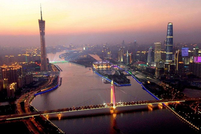 Private Guangzhou Night Tour with Canton Tower and Dim-Sum Dinner - Zhujiang New Town from above and below