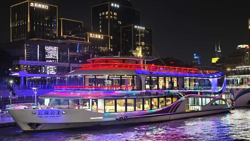 Shanghai: After Dark Dinner and Huangpu River Night Cruise - Walking toward the river and boarding the cruise